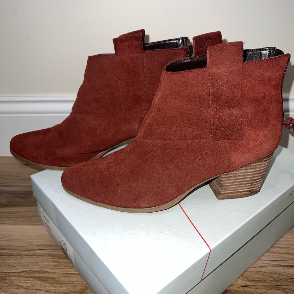 🔴 SOLD 🔴 SOCIETY OSKAR MARSALA COW SUEDE ANKLE BOOTS SHOES 8.5 EUC